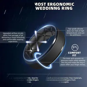 Egnaro Men's Inner Arc Ergonomic Silicone Wedding Band - 8.5mm Wide 2mm Thick Hypoallergenic Lightweight Comfort Fit for Active Lifestyle