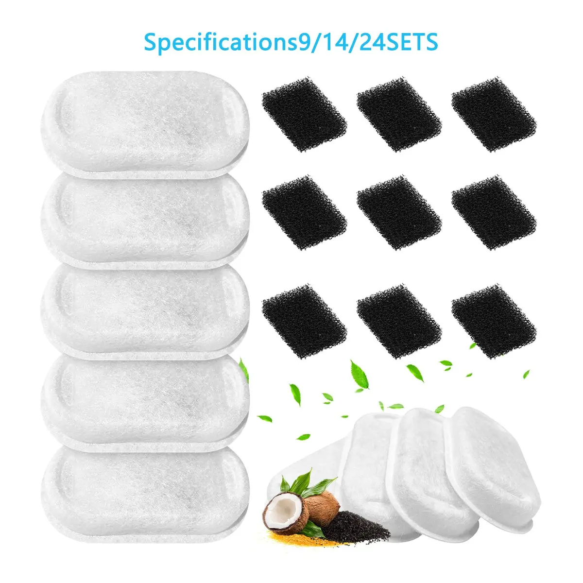 9/14/24Set Repalcement Cat Water Fountain Filter，Replacement Carbon Filters for Pet，Automatic water dispenser filters Clean Water