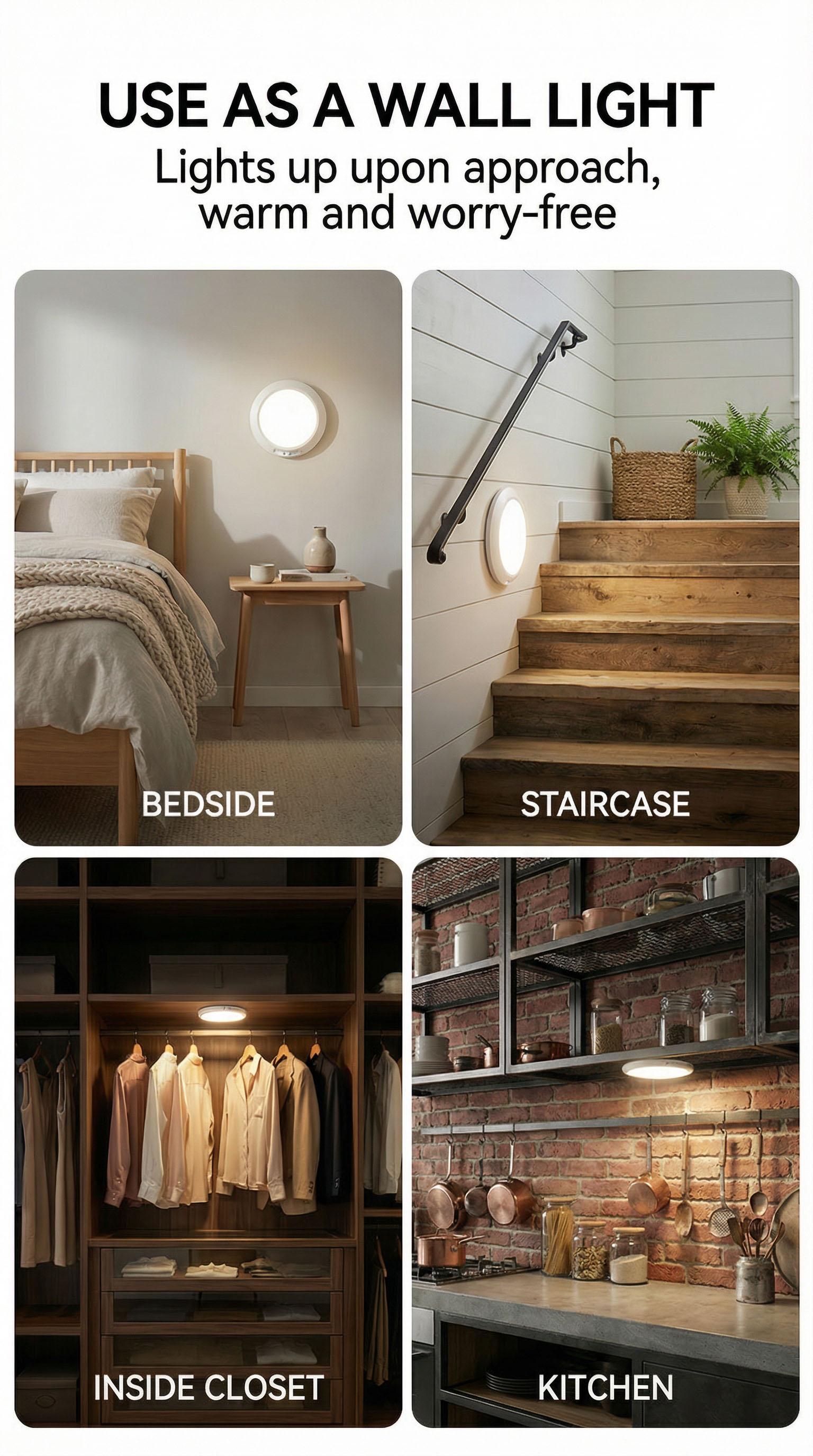Rechargeable Motion Sensor Ceiling Light with Remote - Magnetic Wireless Ceiling Light Battery Powered for Closet Shower Stairs Shed Hallway Porch Patio ect,Suitable for various scenarios, easy to install