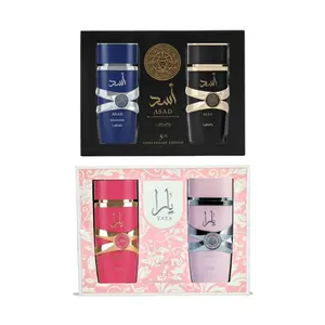Lattafa Yara & Asad Perfume Gift Set Bundle | Yara & Yara Candy for Women + Asad & Asad Zanzibar for Men | 3.4 oz Each | Long Lasting Arabic Eau de Parfum Gift Set