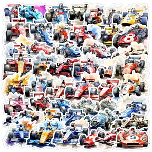 50pcs Cartoon F1 Racing Graffiti Series Stickers, Suitable for Faith Based Designs Such As Scrapbooks, Diaries, Laptops, Water Bottles, Cars, Etc., As Gifts with Positive Information, Car Decal