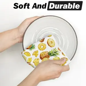 2-Pack Pineapple Pattern Summer Kitchen Towels, 16-24 Inches, Farmhouse Style Cleaning Set, Refreshing Dish Cloths, Decorative Cleaners