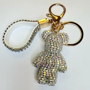 Luxury Rhinestone Bear Keychain