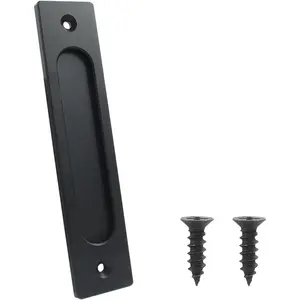7 Inch Rectangular Matte Black Recessed Flush Pull Handles for Sliding Barn Door, Pocket Door, Gates, Garages, Sheds