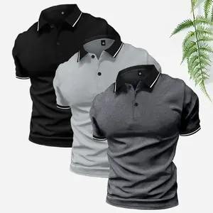 3-pack   Menswear   basic short-sleeved polo shirts, men's summer fashion casual classic button-down collar shirts, a gift for husband or boyfriend. Plain Shortsleeve