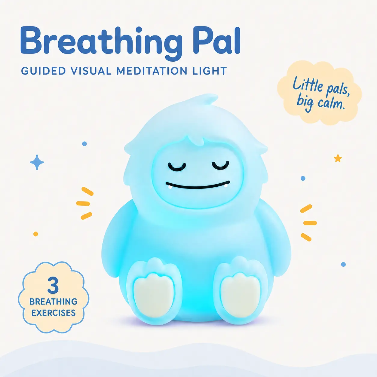 Breathing Pal – Portable Guided Breathing Light for Anxiety Relief & Sleep, 3 Breathing Exercises (4-7-8, Box & 5-5), Calming Mindfulness Tool for Adults & Kids, Travel Home & Calm Corner, 3 Sizes