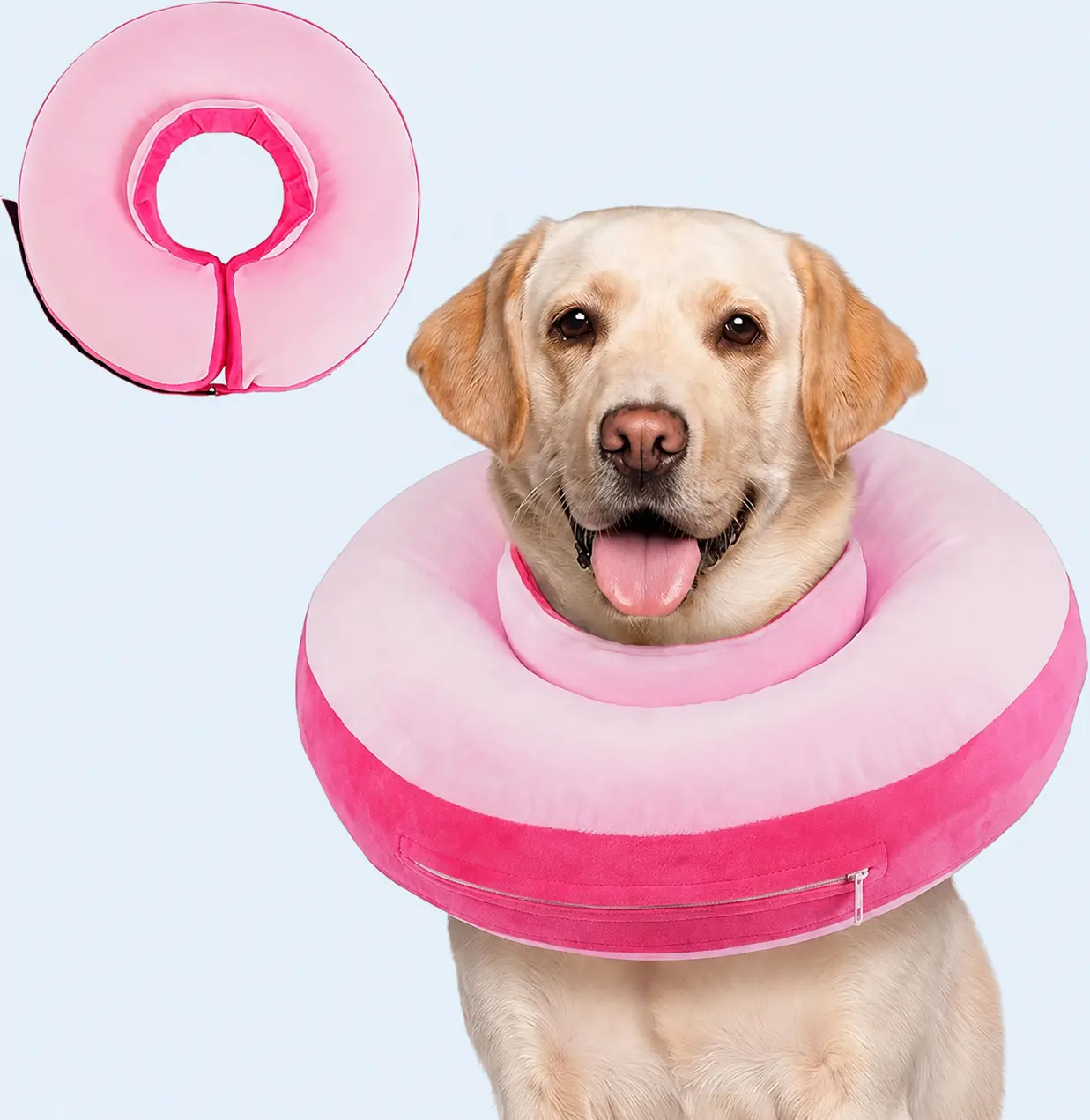 Kuoser Inflatable Dog Recovery Collar - Inflatable Material Soft Surgery Alternative, Reusable Hot Spot Guard, Adjustable Stay-On Strap, Easy to Clean Washable Cover, Comfortable Donut Neck Pillow for Most Breeds (Dog Recovery Collars & Support Braces),fa
