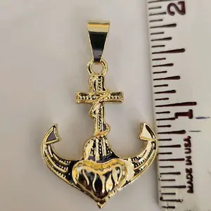5 - 14K Gold plated anchor heart pendant & chain 24" Drop Necklace Love Knot Necklace