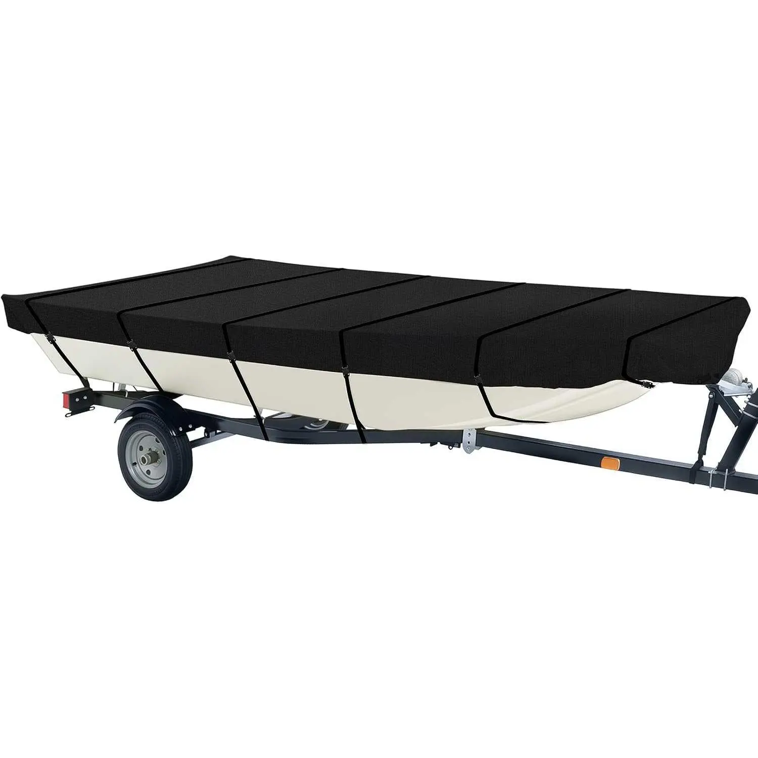 iCOVER Jon Boat Cover 14ft, Heavy Duty Waterproof Marine Grade Polyester Canvas Mooring Cover, Anti-UV Trailerable Jon Boat Covers, Fits Boa DL260808B05