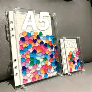 Transparent Acrylic Shaker Notebook A5 A7 Loose Leaf Journal DIY Shake Handbook Scrapbook Planner Accessories