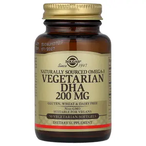 Solgar Naturally Sourced Omega-3, Vegetarian DHA, 200 mg, 50 Vegetarian Softgels