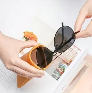 3PCS Leather Eyeglasses Cases PU Soft Sunglasses PouchSqueeze Top Portable Glasses Cases for Men Women Jewelry and Accessories Storage Box Makeup Bag
