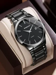 Men's Business Modern Fashion Round Dial Analog Quartz Watch, Business Fashion Watches, Fashion Watch for Party, Daily Clothing Decor, Trendy All-match & Exquisite Watch for Birthday Gift with Box