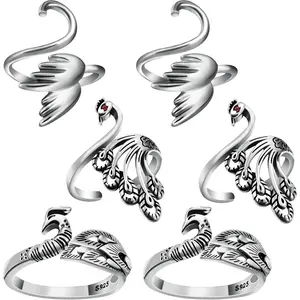 6 count Crochet Yarn Tension Rings for Crocheting Adjustable Peacock Crochet Ring for Finger Yarn Holder Knitting Rings Crocheting Tension Tool Accessories Supplies, 3 Styles