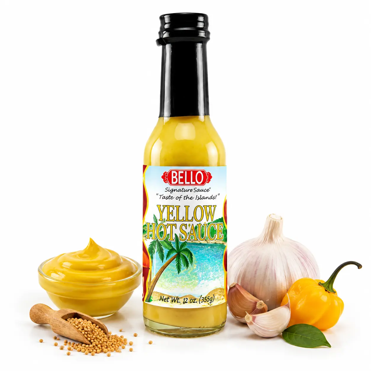 Bello Signature Yellow Hot Sauce – Bold Spicy Pepper Sauce with Smooth Texture & Flavorful Heat – Premium Hot Sauce for Tacos, Wings, Seafood, Burgers, Marinades, Dips & Everyday Meals – Gourmet Spicy Condiment for Food Lovers