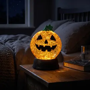 【Officially Licensed】2026 Latest Halloween Music & Flashing Pumpkin Lantern, USB/Battery Powered Jack-O'-Lantern Decor for Room Decor, Lighted Decorative Lights for Scary Season Festive Supplies，mood lamp