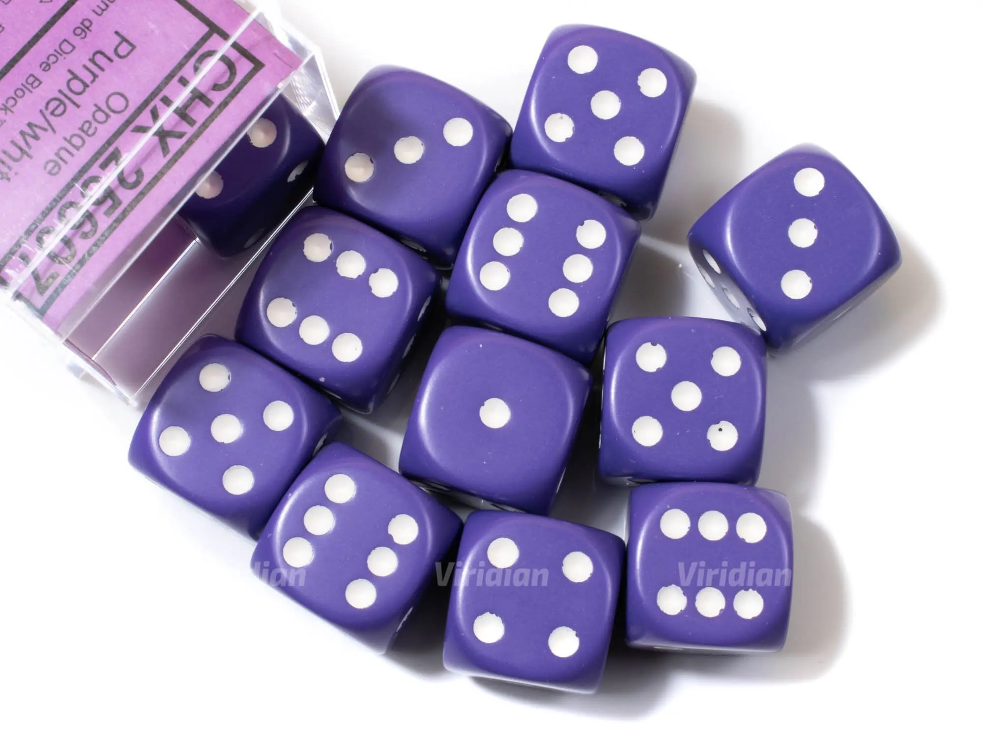 Opaque Purple & White | D6 Block | Chessex Dice (12) Opaque Purple & White | D6 Block | Chessex Dice (12)