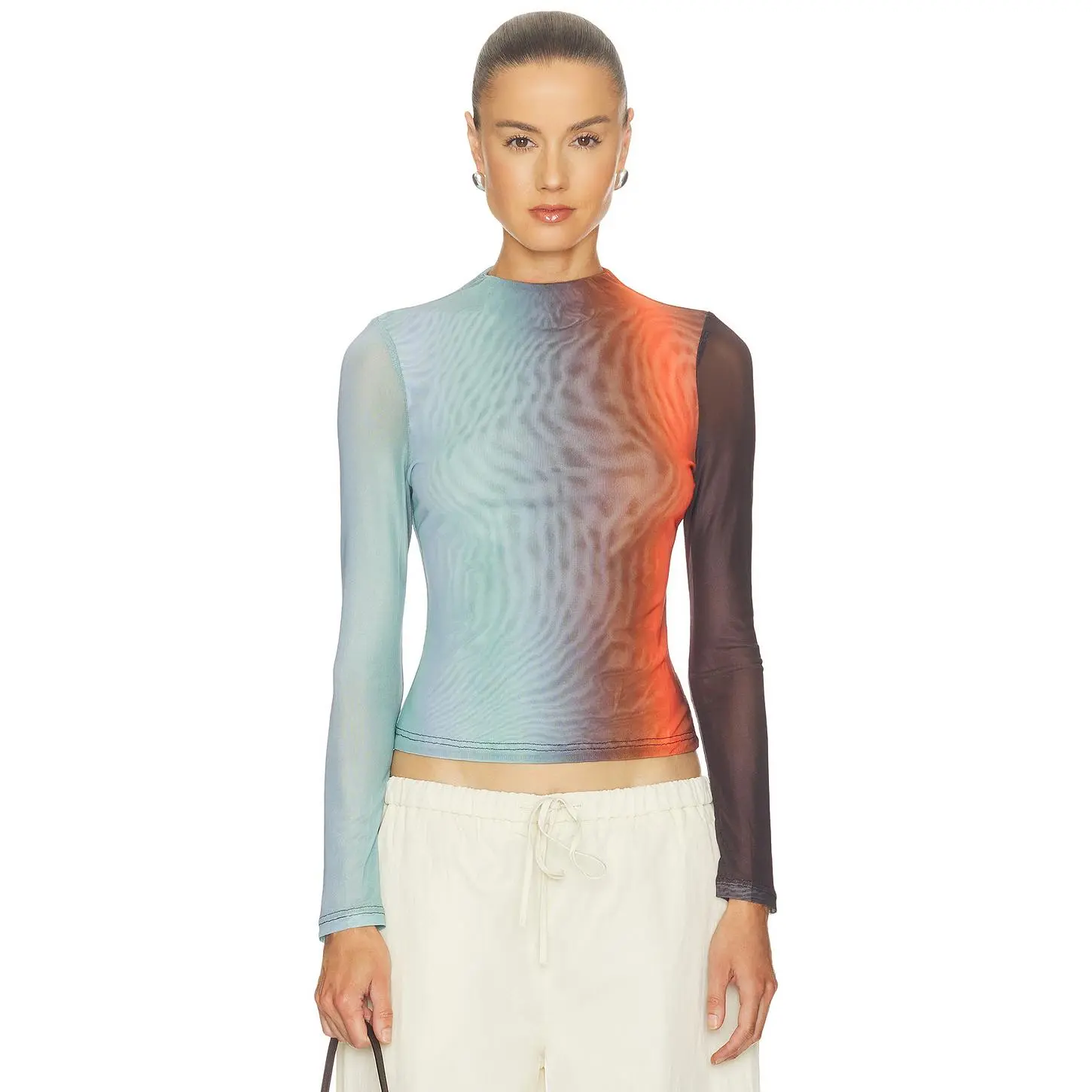 ROAME. Evie Mesh Long Sleeve Top in Sunrise