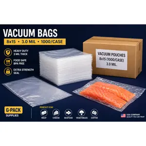Vacuum Seal Bags 8 x 15 – 3 Mil – Commercial Vacuum Pouches – 1000 Case