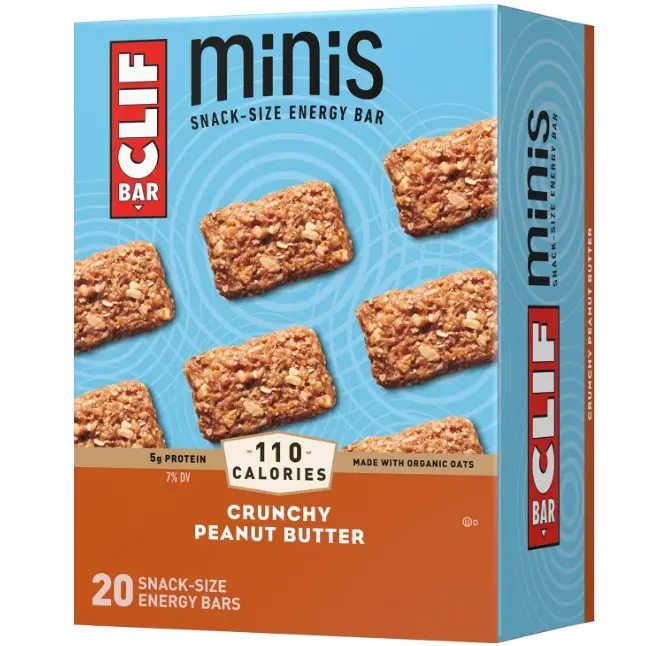 CLIF BAR Minis - Crunchy Peanut Butter - Made with Organic Oats - 5g Protein - Non-GMO - Plant Based - Snack-Size Energy Bars - 0.99 oz. (20 Pack)