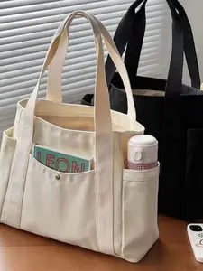 Women's Solid Color Large Capacity Soft Commuter Tote Bag, Fashionable Shoulder Bag for Daily Used, Casual Trendy Versatile High-quality Daily Commuting Bag, Lightweight Tote Bag