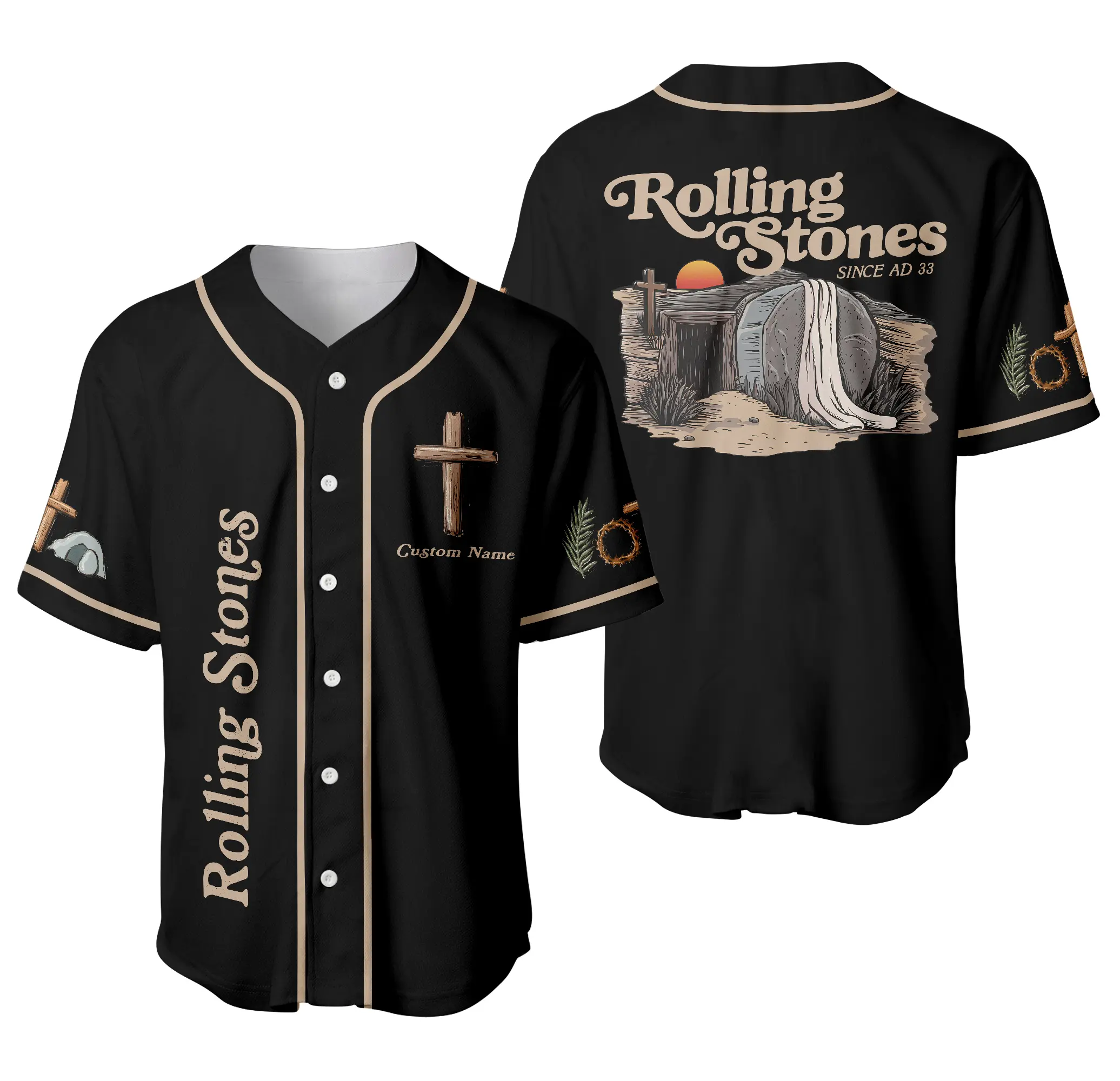 Personalized He Is Risen Rolling Stones Custom Jersey Shirt, Christian Easter Shirt, Christian Shirt, He is Risen T Shirt, Bible Verse Shirt