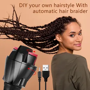 2pcs Automatic Electric Hair Braider Machine USB- Automatic Braiding with Automatic Tangling System, French Braids & Dreadlock Maker for DIY Hairstyling at, for women & Men with Normal Hair (USB-)