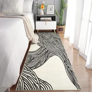 Garvee 2x6 Runner Rug Modern Striped Kitchen Rugs Non Slip Washable Hallway Carpet Abstract Low Pile Soft Front Door Rug Runners for Bathroom Entryway Laundry Room, Black and White