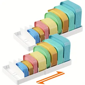 Adjustable Lid Organizers for Cabinets, Featuring an Extra-Large Design Suitable for Food Storage Containers Ranging from 13 to 24 Inches, Complete with 8 Inserts And 21 Compartments, Ideal for Keeping Plastic Lids Organized Inside Kitchen Or Pantry