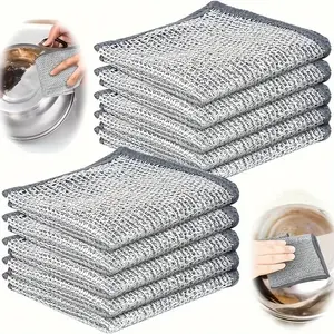 10 Counts Multipurpose Wire Dishwashing Rags,Double-Layer Dishwashing Cloth, Non-scratch Wire Dishcloth