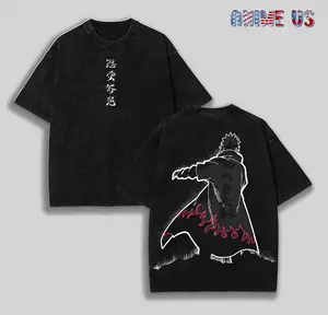 Minato Namikaze "Fourth Hokage" Father Naruto Anime Printed T-Shirt Washed Unisex Streetwear Naruto Merch Gift For Naruto Fan Minato Fan