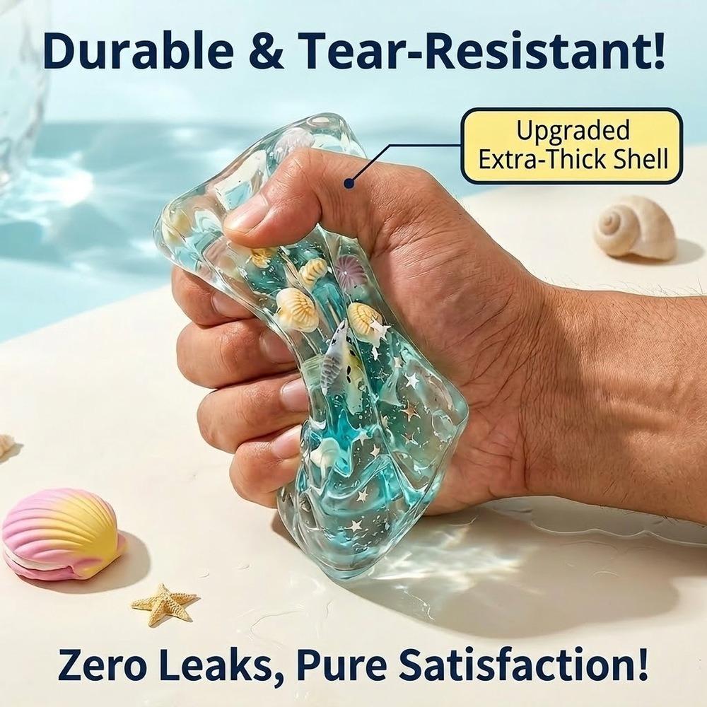 3pc Durable Ocean Shell Stress Toy, Tear-Resistant Sensory Squishy Cube, Dust-Proof Non-Sticky Squeeze Ball for Anxiety Relief, Individual Gift Box, Desk Decompression Toy