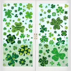 St Patricks Day Window Clings, Shamrock Stickers for St Patricks Day Decorations, Reusable Static Spring Window Clings Decor