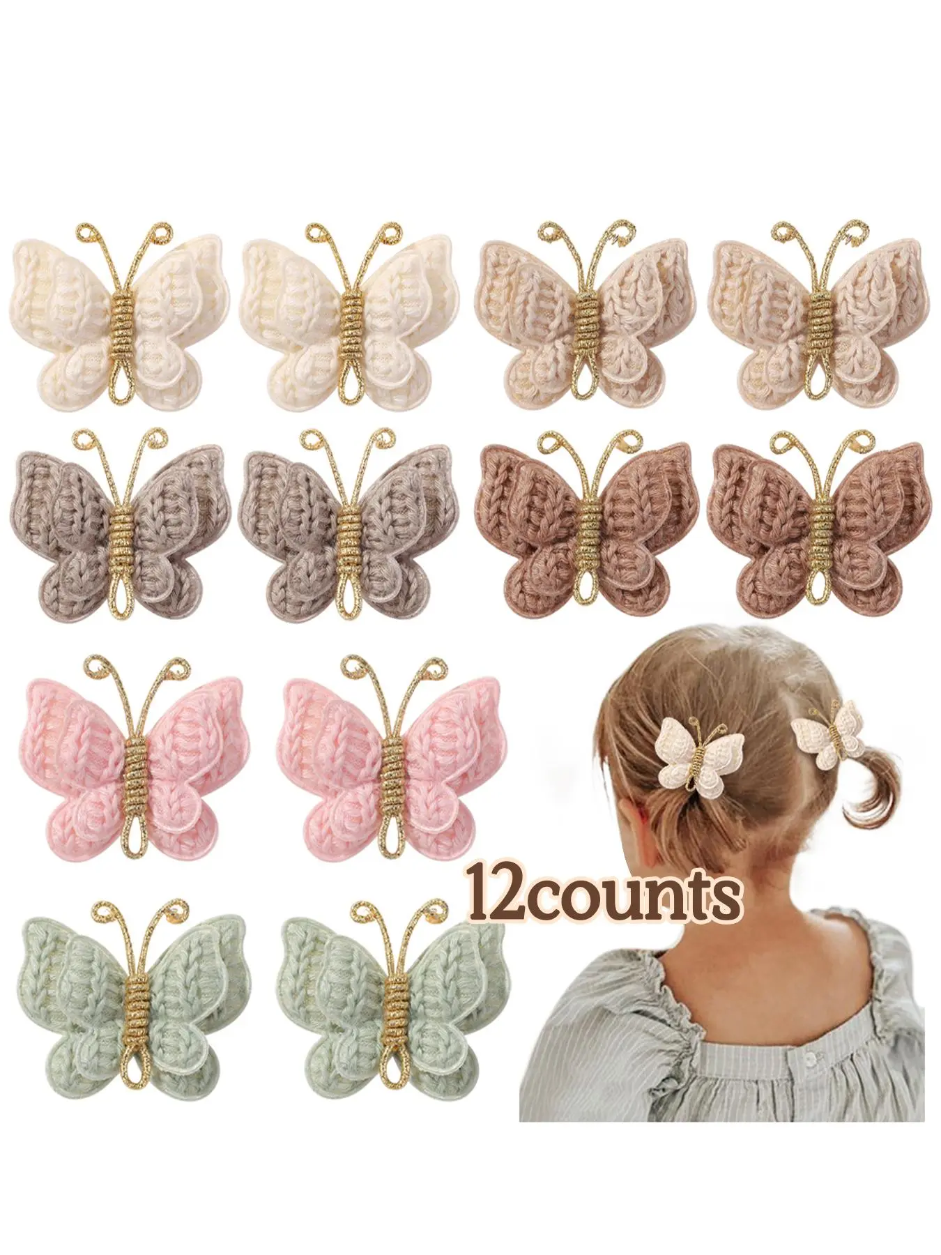 Cute Cartoon Butterfly Design Decorative Hair Clips, Super Cute Clips, Fashionable Hair Accessories for Girls, Simple Style Plain Color Temperament Seamless Bangs Clip for Party, Daily Clothing Decor, Hair Clip Set