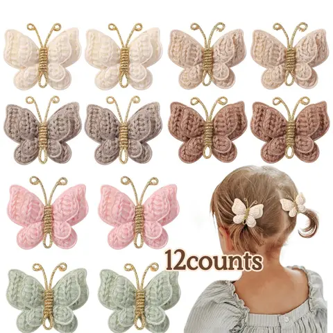 Cute Cartoon Butterfly Design Decorative Hair Clips, Super Cute Clips, Fashionable Hair Accessories for Girls, Simple Style Plain Color Temperament Seamless Bangs Clip for Party, Daily Clothing Decor, Hair Clip Set