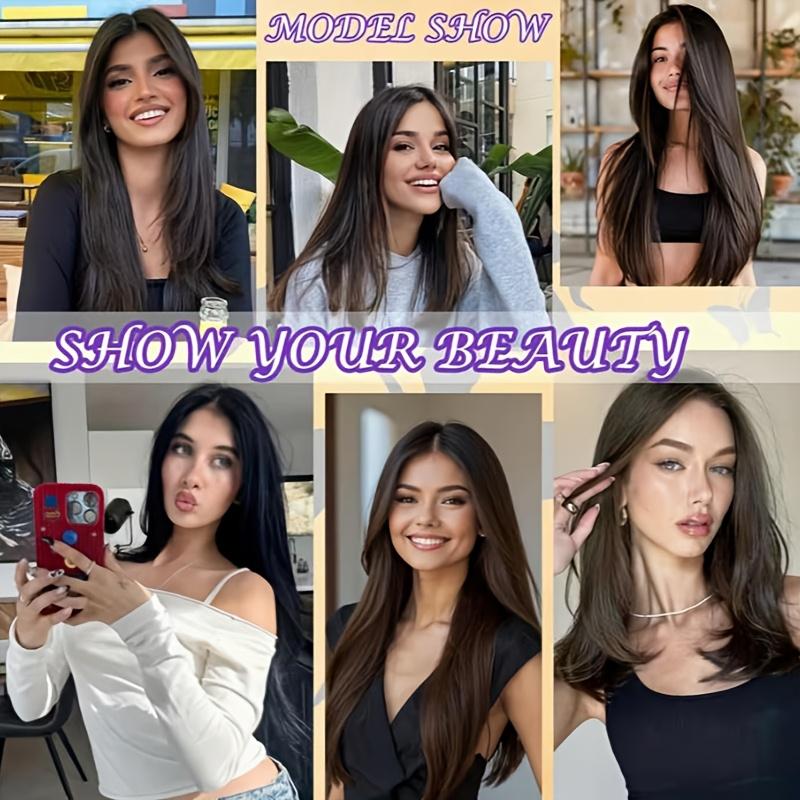 This 16-Inch Wig Is Designed Specifically for Women with Thinning Hair. It Features Large Straight Hair Strands And Is Suitable for All Seasons, Complete with Bangs. This Synthetic Wig Includes Side Bangs And Is Easy to Wear