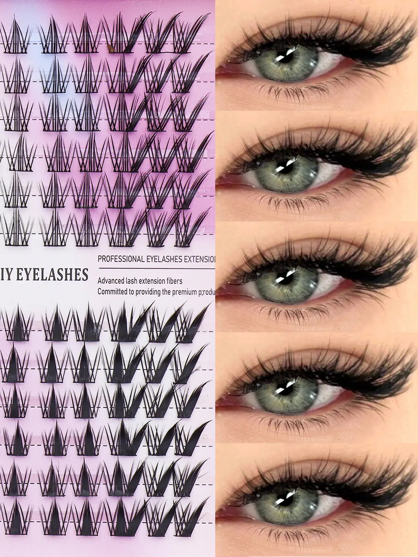 120 Clusters Cosmetic C-Curl Angled Flutter Natural False Eyelashes - Short, Thick, Fluffy, Soft, Lightweight, Flawless for Parties, Everyday Work, Create Messy Dramatic 3D Fox Eye Look for Baddie Makeup, D Curl, Fox Eyes Makeup