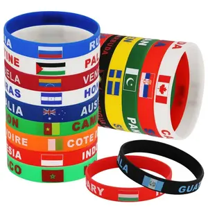 Two-Piece Flag Silicone Bracelet Set, Unisex Rubber Sports Fashion Wristband, National Flag Silicone Bracelets, Patriotic Gift Accessories
