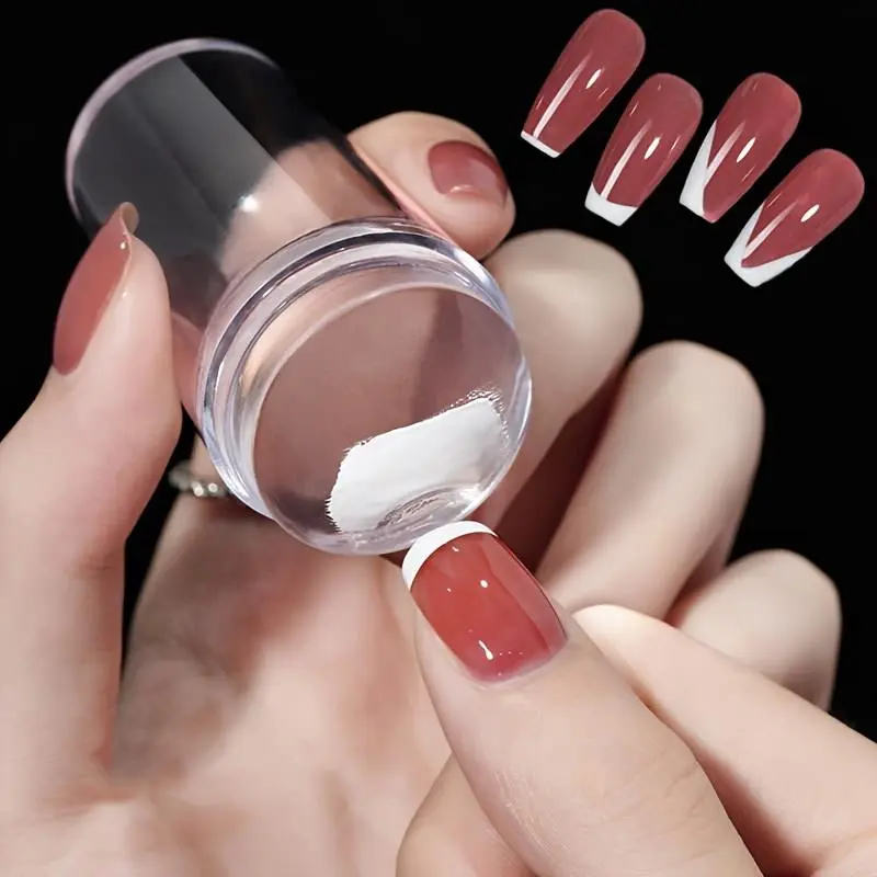 Clear Nail Stamp with Scraper - French Nail Jelly Silicone Seal - Nail Art Kit - Nail Art Stamping Tool Set - Easy to Use and Durable
