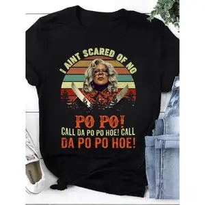 Vintage Retro Madea Parody T-Shirt Bold Call The Police Graphic Funny Classic Movie Inspired Tee for Men Women Unisex Casual Wear Trendy Retro Streetwear Top Humorous Fan Gift Shirt Everyday Outfits