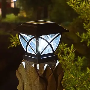 Solar column head lamp, outdoor garden lamp, modern waterproof column lamp, super bright villa walled garden gate column lamp