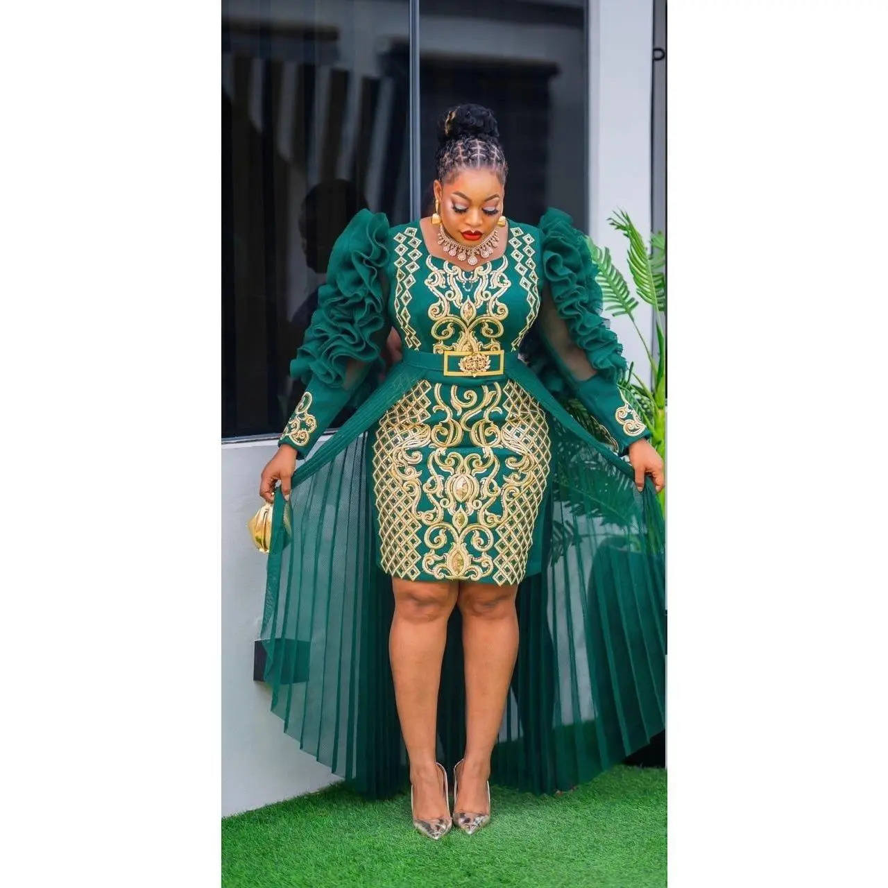 Statement Ruffle Sequin-Embroidered Wedding Guest Overskirt Dress Plus Size  Mother of The Bride A-Line Gown Birthday Photoshoot Anniversary Graduation  Cocktail Holiday Party Dress Size 12-18 - TikTok Shop