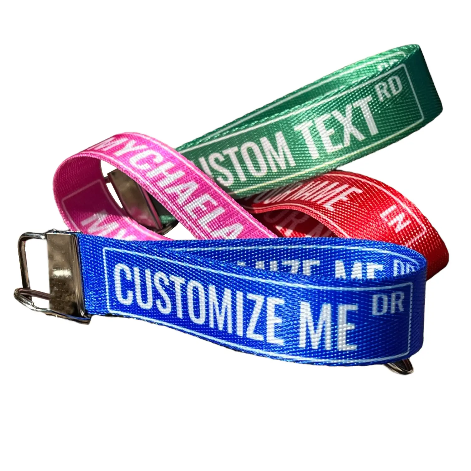 Street Sign Inspired Personalized Name Nylon Key Fob - Custom Wristlet Keychain