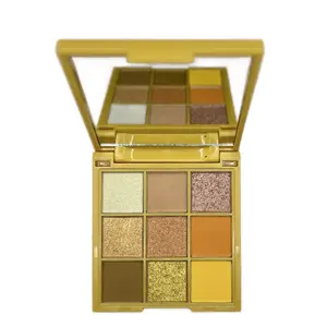 Lemon Drop Eyeshadow Blush 9 Color Palette #5 by Acts 2:17 Brushes & Cosmetics - Bright Yellows and Golds for a Pop of Fun - Makeup, Smooth Waterproof Blend Flawless Cosmetic