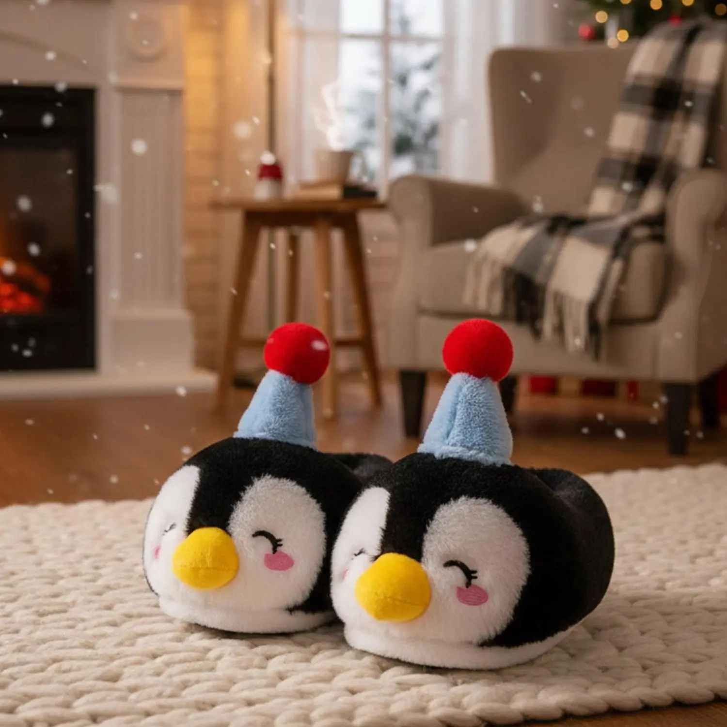 Women's Plush Elephant Slippers, Cute Animal Slip-On Home Footwear, Cozy Fabric Shoes for Casual Holiday and Indoor Wear with TPU Sole, Slide