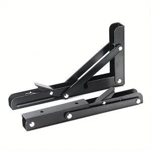 Heavy Duty Adjustable Wall Mount Shelf Brackets Set of 2, Foldable Rust-Proof Space Saving Kitchen Storage Rack, Industrial Grade Expandable Tool Shelf Board for Indoor Outdoor Home Organization