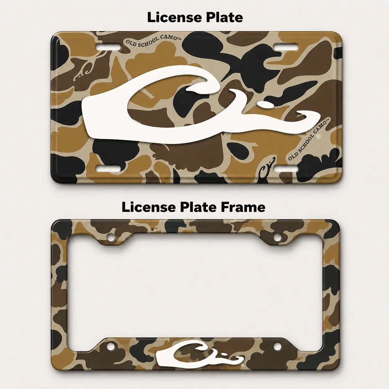 Drake Camo License Plate and Frame Set, Hunting Camo Car Tag, Old School Camo Auto Accessories, Outdoor Truck Gift for Hunter