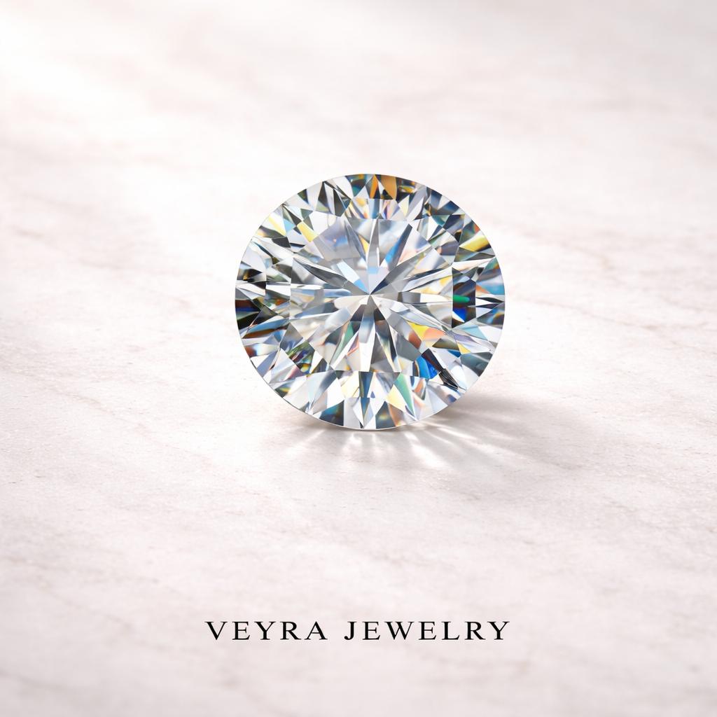 Round untreated diamond and sapphire gemstone, accompanied by a certificate