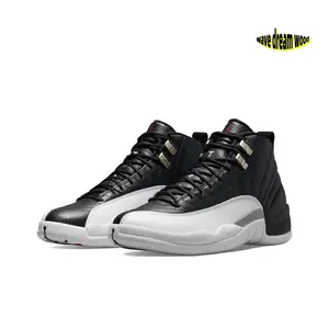 Black and White High-Top Retro Basketball Shoes with Leather Upper, Metallic Silver Lace Locks, and Red Accents