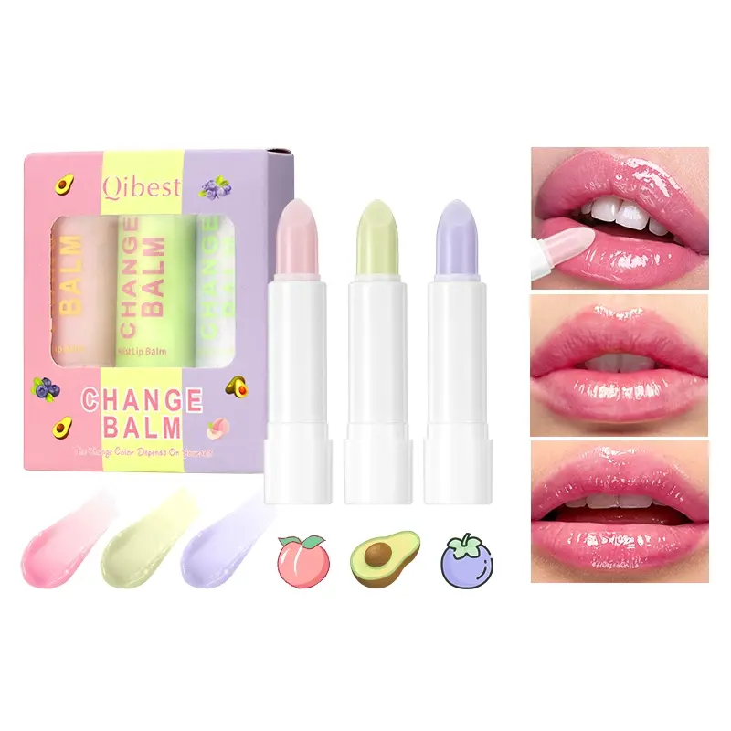 3-Pack Color Changing Lip Balm Lip Moisturizer Hydrating Lip Care Long-lasting Moisturizing Moisturizing Soothes and Repairs Dry Lips Glowing Lips Glossy Lip Balm
